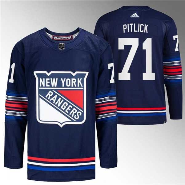 Mens New York Rangers #71 Tyler Pitlick Navy Stitched Jersey Dzhi
